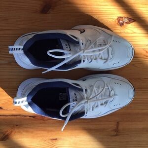 Nike Air Monarch Men's White and Navy Athletic Shoes